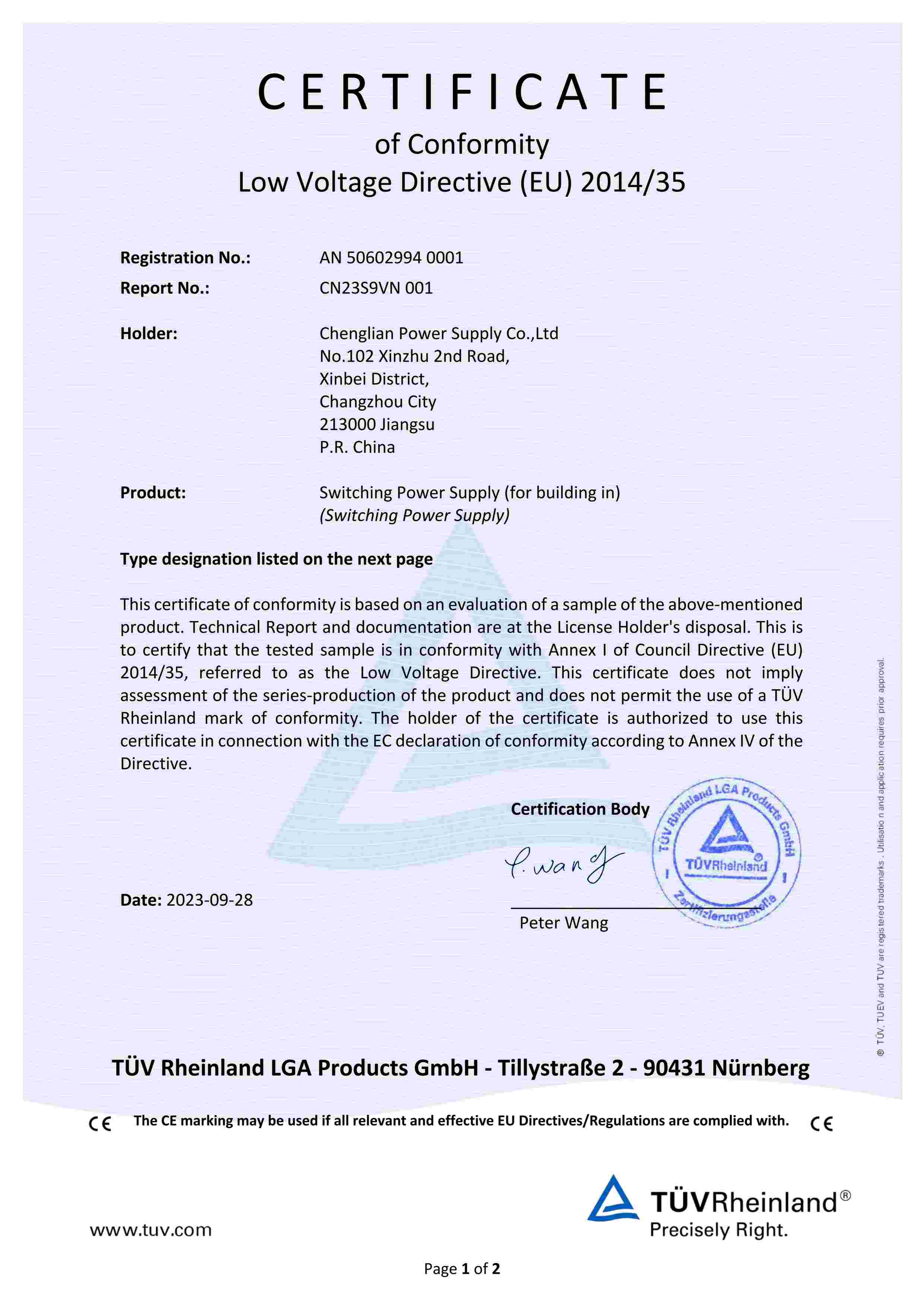 TUV-CE-LVD 證書(shū)CLD150-1K2-28,24 50602994_0001_CN23S9VN 001 CE-LVD cert_extsigned_00.jpg